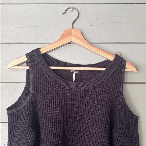 Free People Cold Shoulder Thermal Top — Black, Size S - Picture 4 of 6